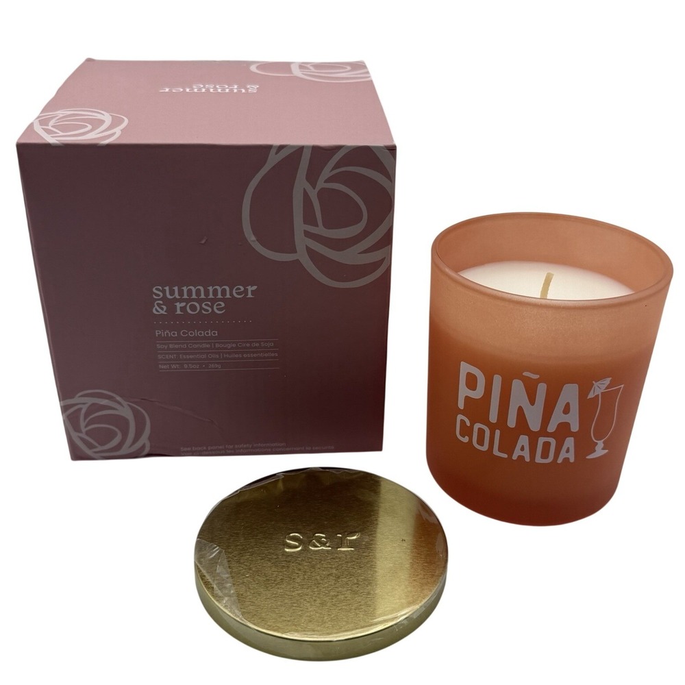 Candle‎ Summer & Rose Piña Colada Soy Blend Candle 9.5 oz Pina Colada New in Box